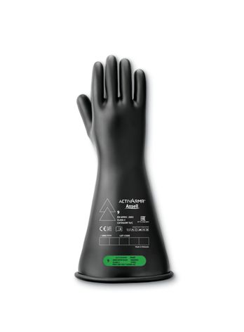 Ansell RIG316B Black Latex Electrical Insulating Gloves, Size 9, Latex Coating