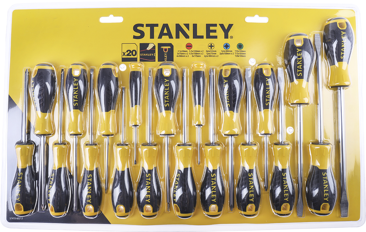 Stanley Phillips; Pozidriv; Slotted; Torx Screwdriver Set, 20-Piece