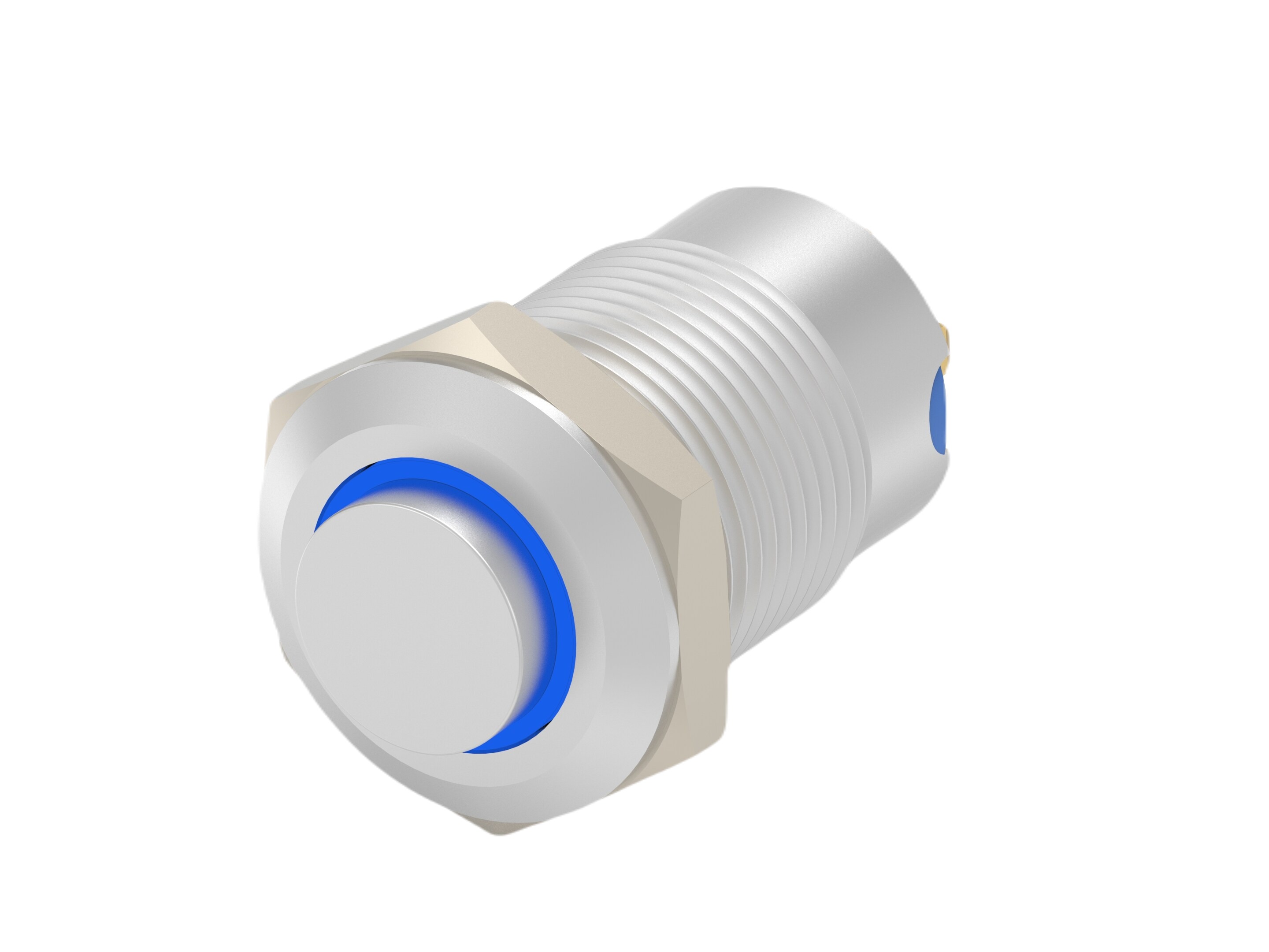 TE Connectivity AV12 Series Illuminated Push Button Switch, Momentary, Threaded, 9mm Cutout, SPST, Blue LED, 24V, IP67