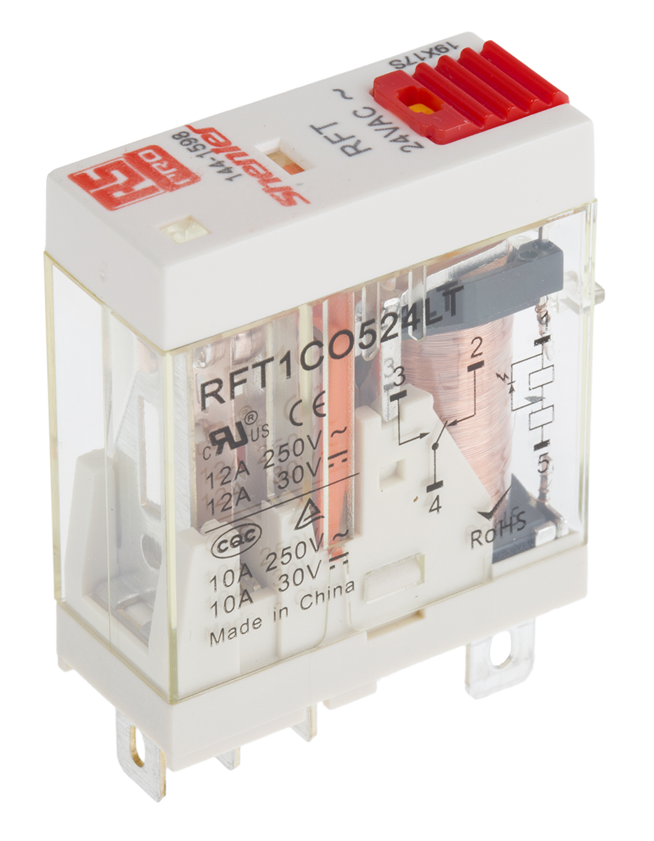 RS PRO Plug In Power Relay, 24V ac Coil, 10A Switching Current, SPDT