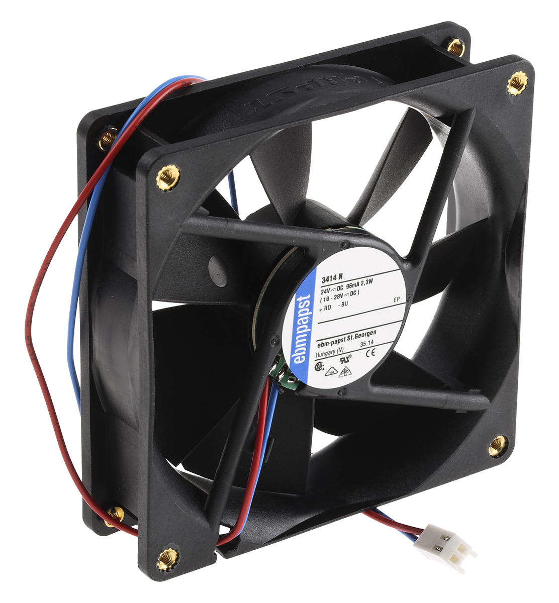 ebm-papst 3400 N Series Axial Fan, 24 V dc, DC Operation, 84m³/h, 2.3W, 92 x 92 x 25mm