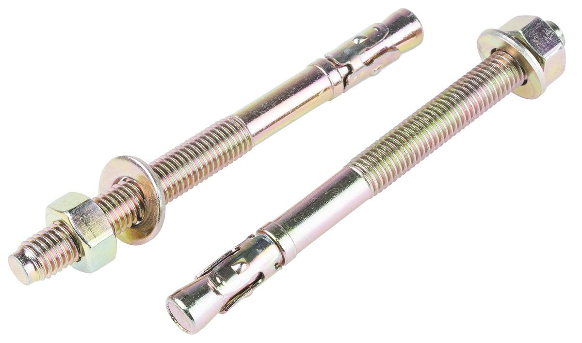 RS PRO Carbon Steel Anchor Bolt M12 x 140mm, 12mm Fixing Hole