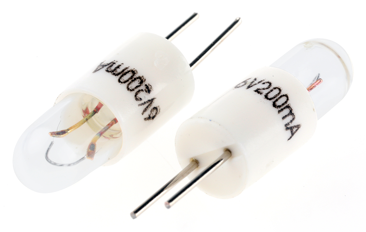 RS PRO Bi-Pin Indicator Light, Clear, 6 V, 200 mA, 1000h