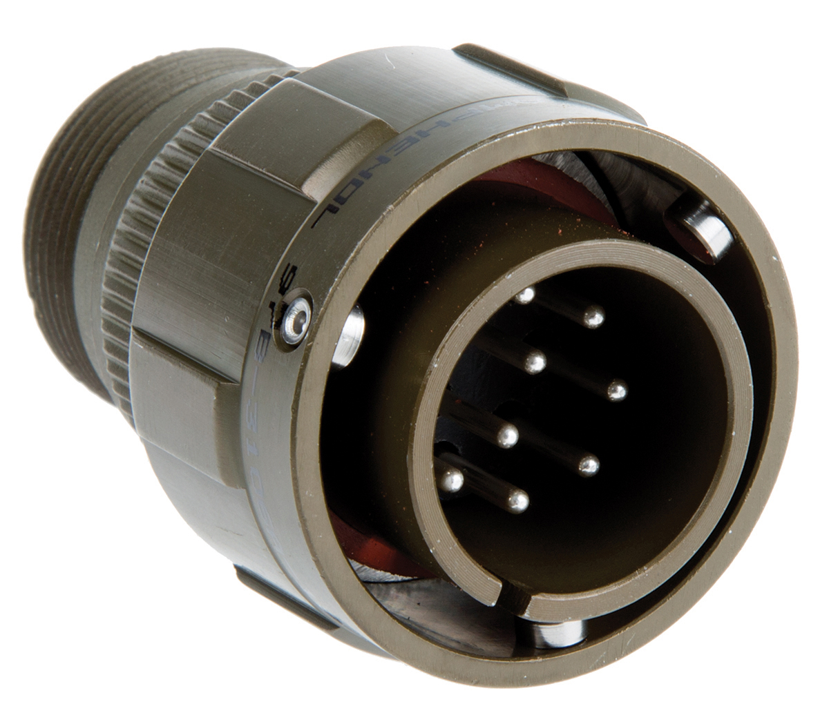 Amphenol Limited, 97B, Brass 10 Way Cable Mount MIL Spec Circular Connector Plug, Pin Contacts,Shell Size 18, Bayonet
