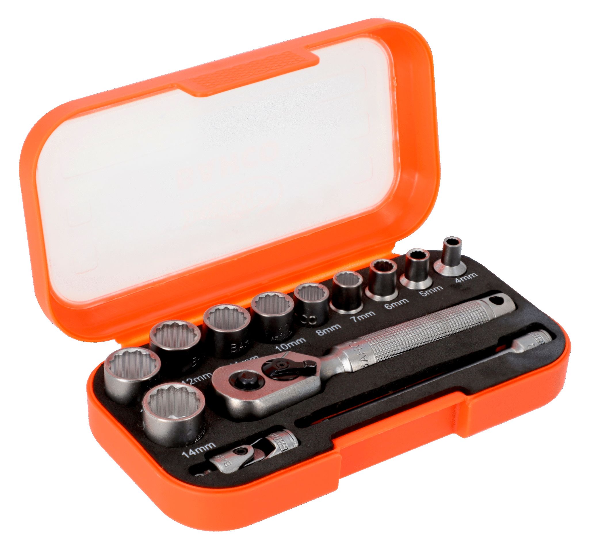 Bahco 13-Piece Metric 1/4 Bit Socket Set with Ratchet, Square