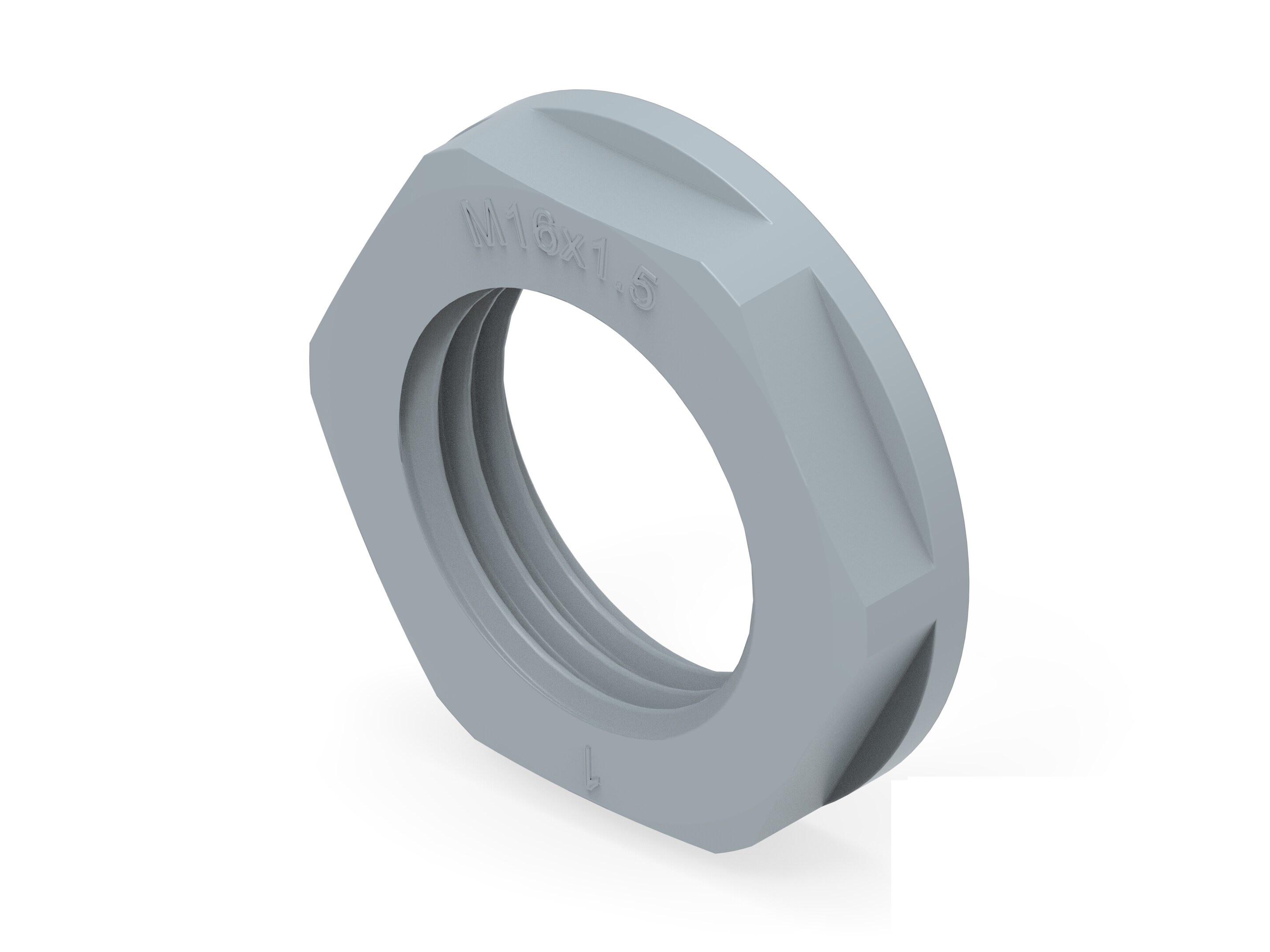 Grey UL 94 V2 PA 6 Cable Gland Locknut, M16 Thread