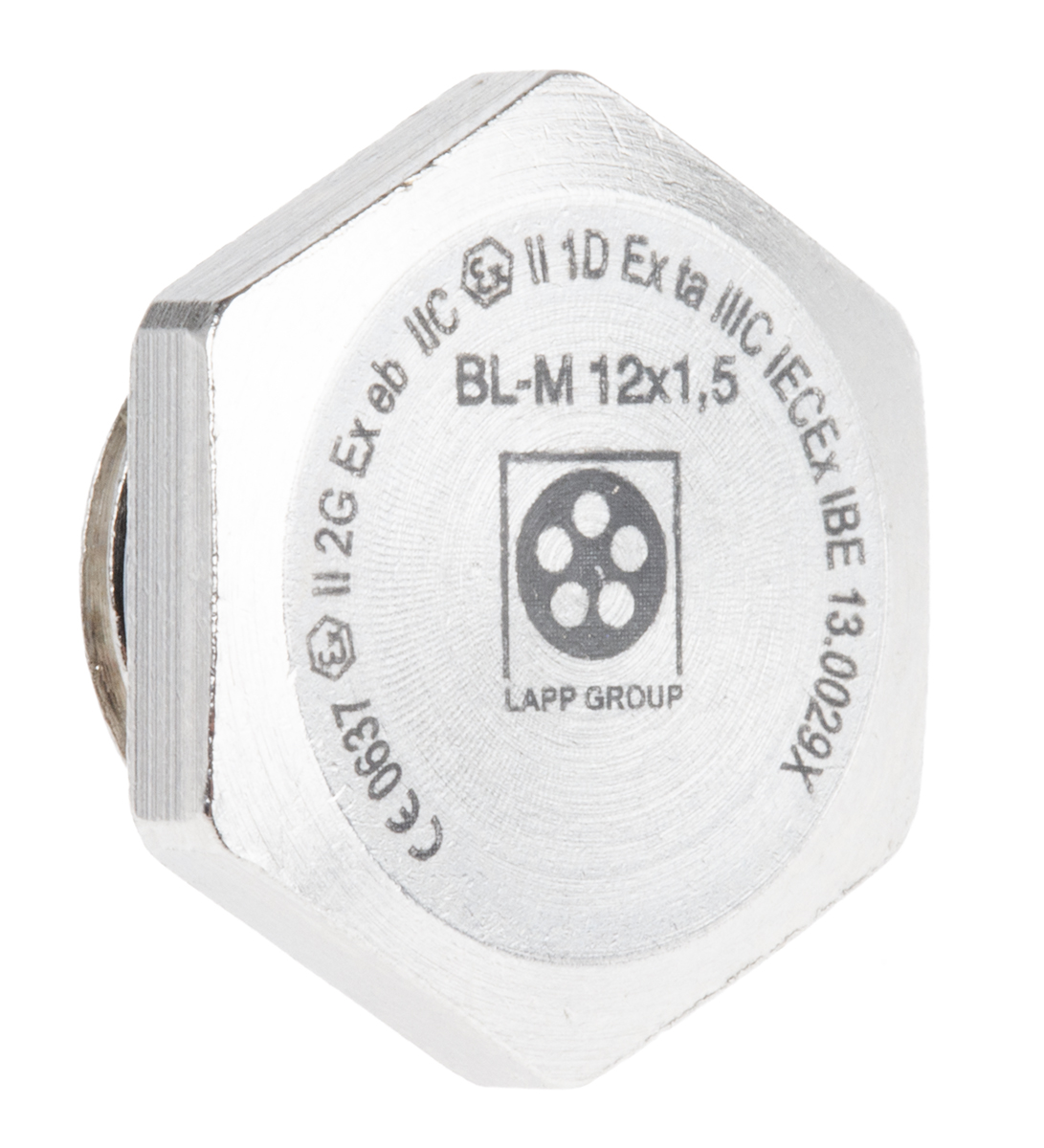 Lapp Blanking Plug, M12, Nickel Plated Brass, 17.8mm Diameter, Threaded