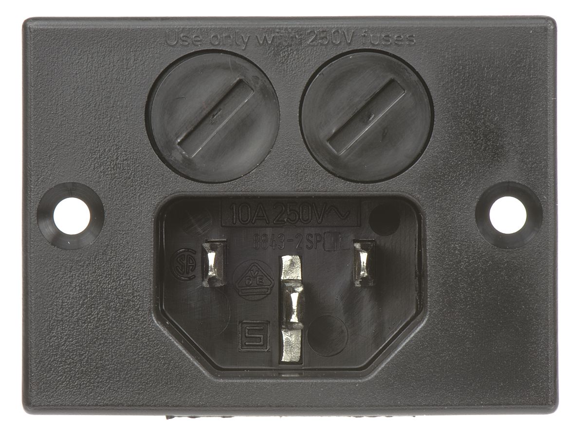 Schurter C14 Panel Mount IEC Connector Male, 10A, 250 V