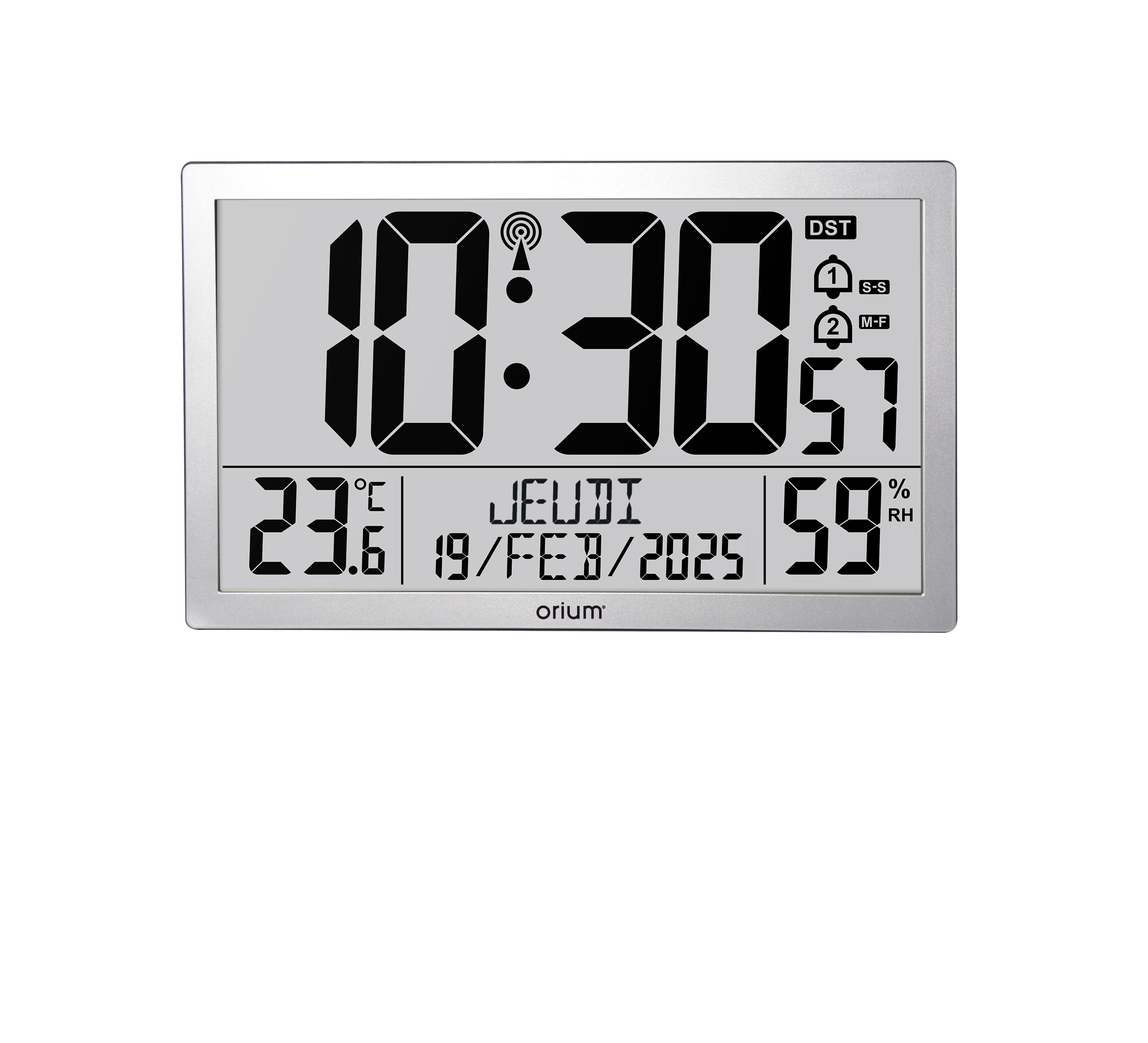 Orium Silver Radio Controlled Wall Clock