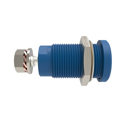 Schutzinger Blue Female Banana Connector, 4 mm Connector, M4 Thread Termination, 32A, 1.5 kV dc, 1 kV dc, 600 V dc,