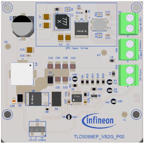 Infineon TLD5099EP-VB2G EVALK Boost Controller for TLD5099EP for Medium power application