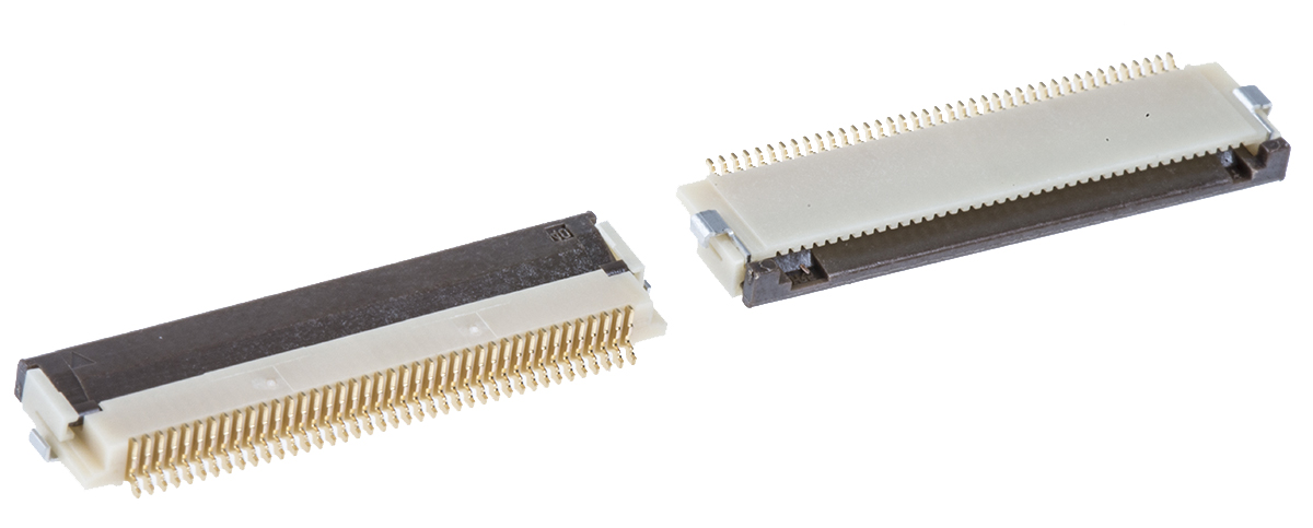 Hirose, FH12 0.5mm Pitch 40 Way Right Angle Female FPC Connector, ZIF Bottom Contact