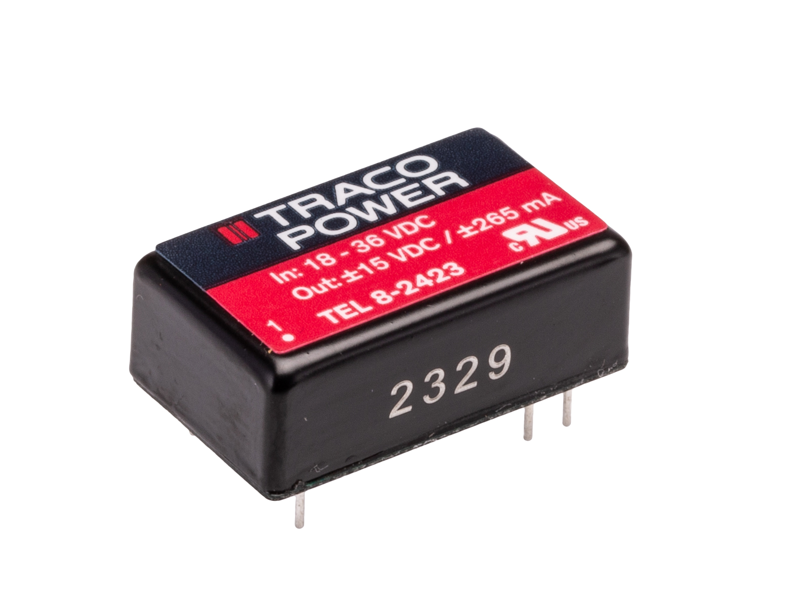TRACOPOWER TEL 8 DC-DC Converter, ±15V dc/ 265/265mA Output, 18 → 36 V dc Input, 8W, PCB Mount, +80°C Max Temp
