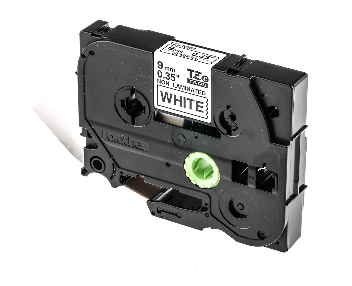 Brother Black on White Label Printer Tape, 8 m Length, 9 mm Width