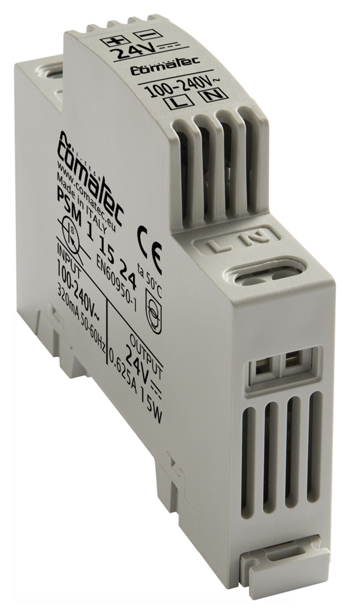 Comatec PSM1 Switched Mode DIN Rail Power Supply, 90 → 260V ac ac Input, 24V dc dc Output, 630mA Output, 15W