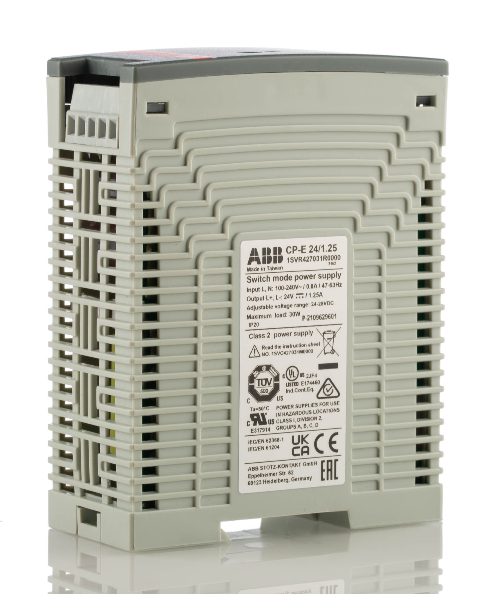 ABB CP-E Switched Mode DIN Rail Power Supply, 85 → 264 V ac / 90 → 375V dc ac, dc Input, 24V dc dc