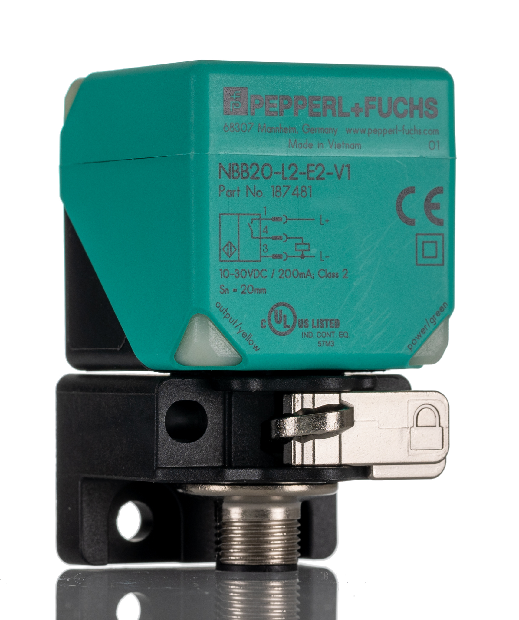 Pepperl + Fuchs Inductive Block Proximity Sensor, M12, 20 mm Detection, PNP NO, 10 → 30 V dc