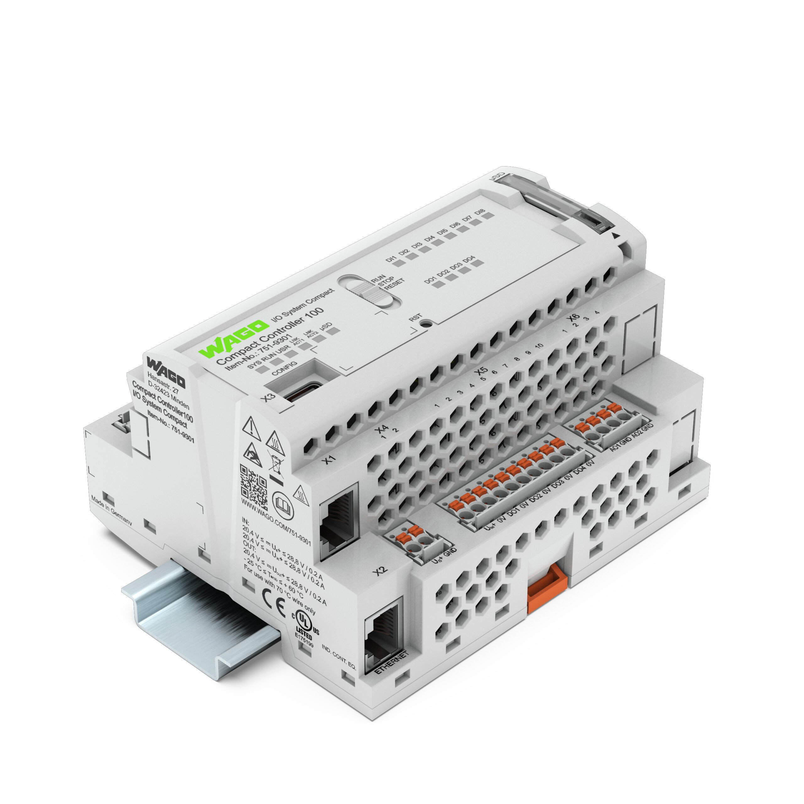 WAGO Logic Controller for Use with Computer, 24 V dc Supply, Analogue, Digital Output, 8-Input, Analog Input