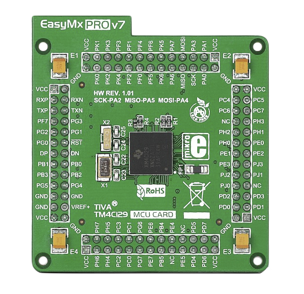 MikroElektronika EasyMx PRO v7 for Tiva MCU Card 10 x I2C, 12 bit D/A, 2 x 12 bit A/D (24 Channels), 2 x CAN, 256 kB