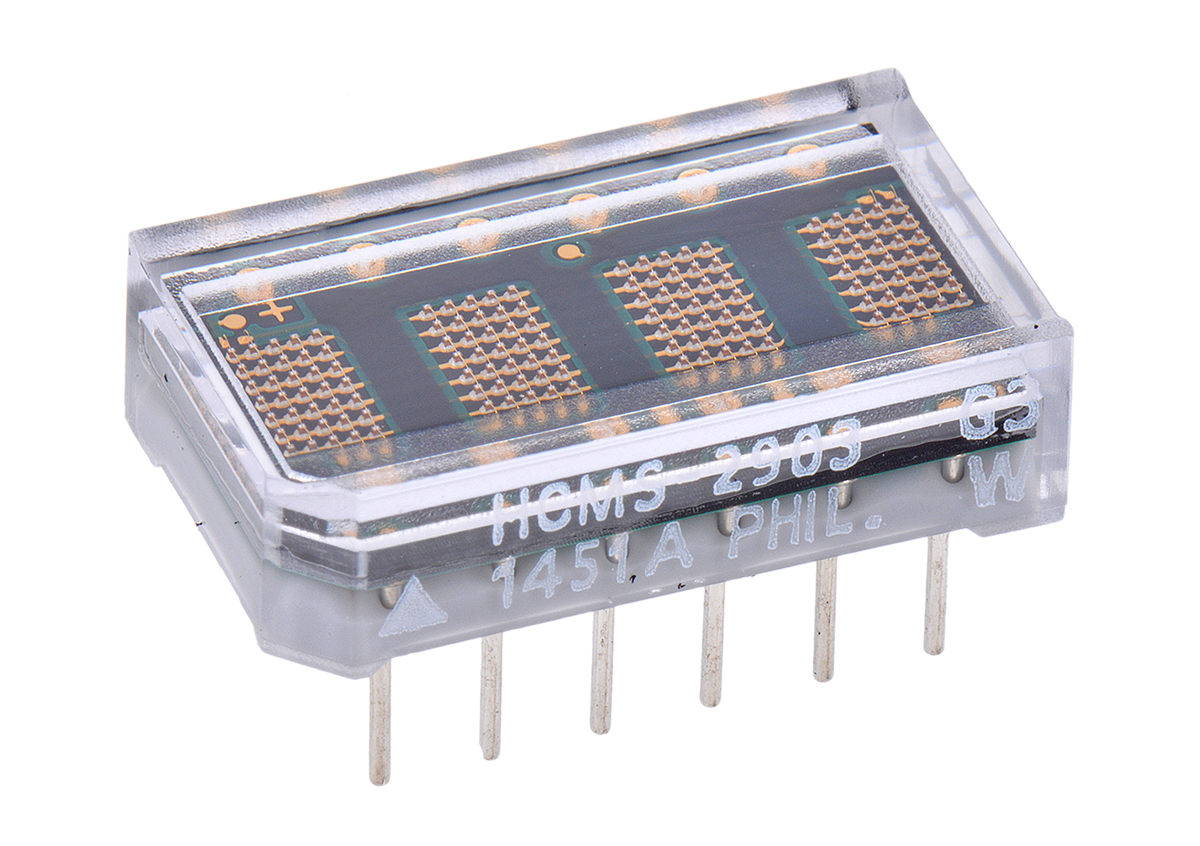HCMS-2903 Broadcom 4 Digit Dot Matrix LED Display, 7 x 5 Dot Matrix Green 0.11 mcd 3.7mm