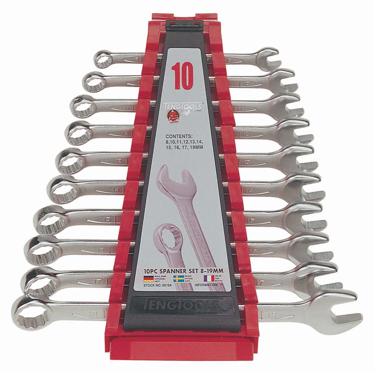 Teng Tools 10-Piece Spanner Set, 8 → 19 mm, Chrome Vanadium