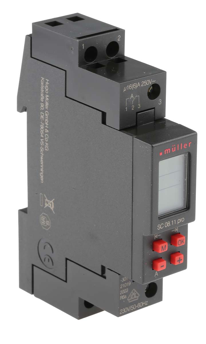 Muller Digital DIN Rail Time Switch 230 V ac, 1-Channel