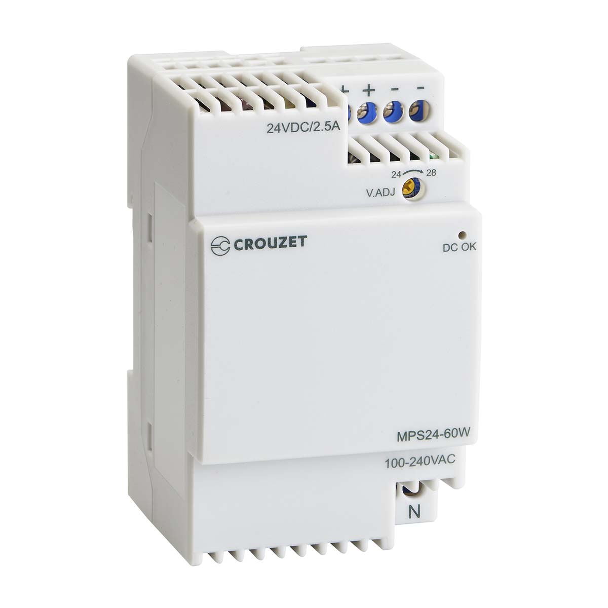 Crouzet Switched Mode DIN Rail Power Supply, 100V ac ac Input, 24V dc, 2.5A Output