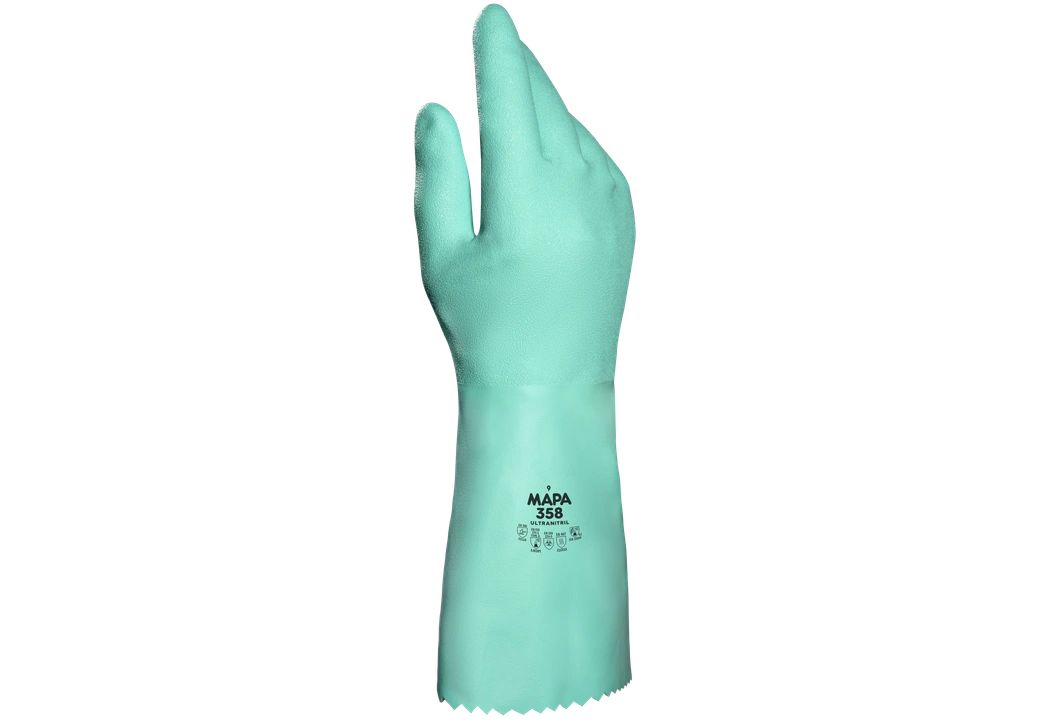 Mapa ULTRANITRIL 358 Green Nitrile Work Gloves, Size 6