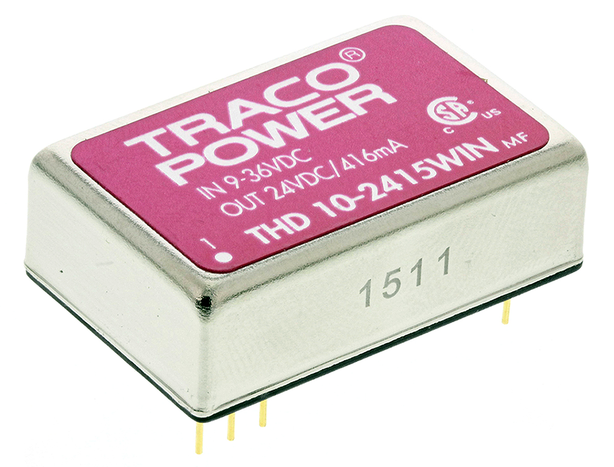 TRACOPOWER THD 10WIN DC-DC Converter, 24V dc/ 416mA Output, 9 → 36 V dc Input, 10W, Through Hole, +85°C Max Temp