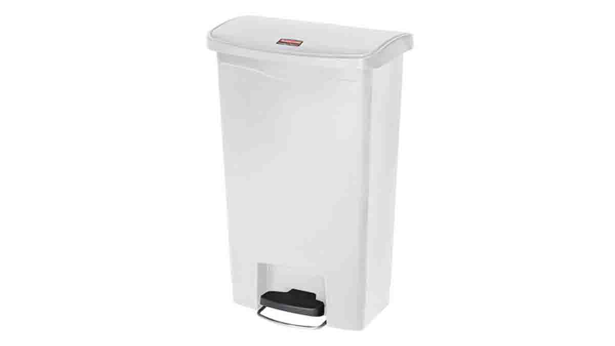 Rubbermaid Commercial Products Slim Jim 50L White Pedal Resin Waste Bin