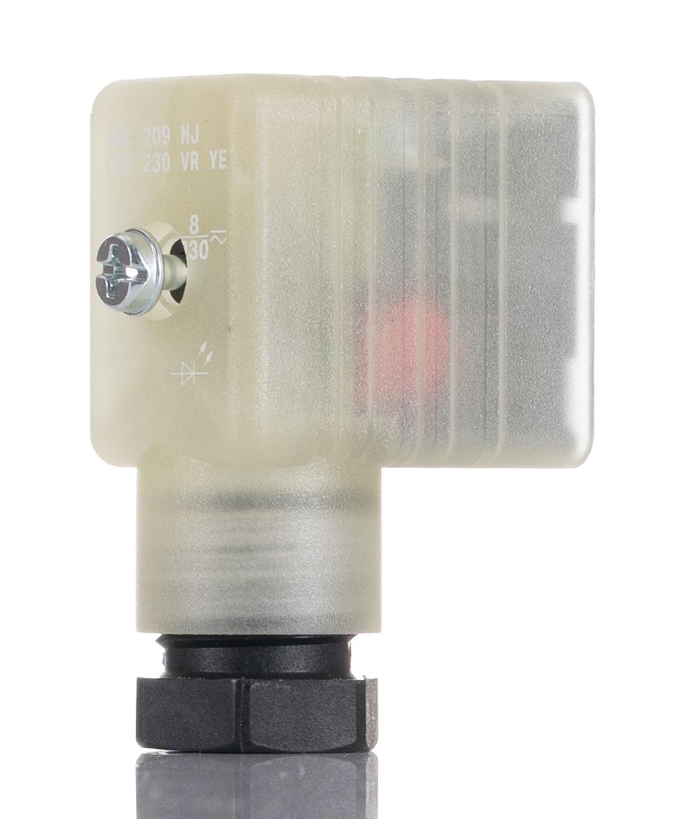Hirschmann GML 2P+E DIN 43650 B, Female Solenoid Valve Connector with Indicator Light, 250 V ac/dc Voltage