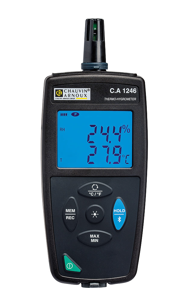 Chauvin Arnoux CA 1246 Digital Hygrometer, 2% RH + 1 digit Accuracy, +140 °F, +60 °C Max, 98%RH Max