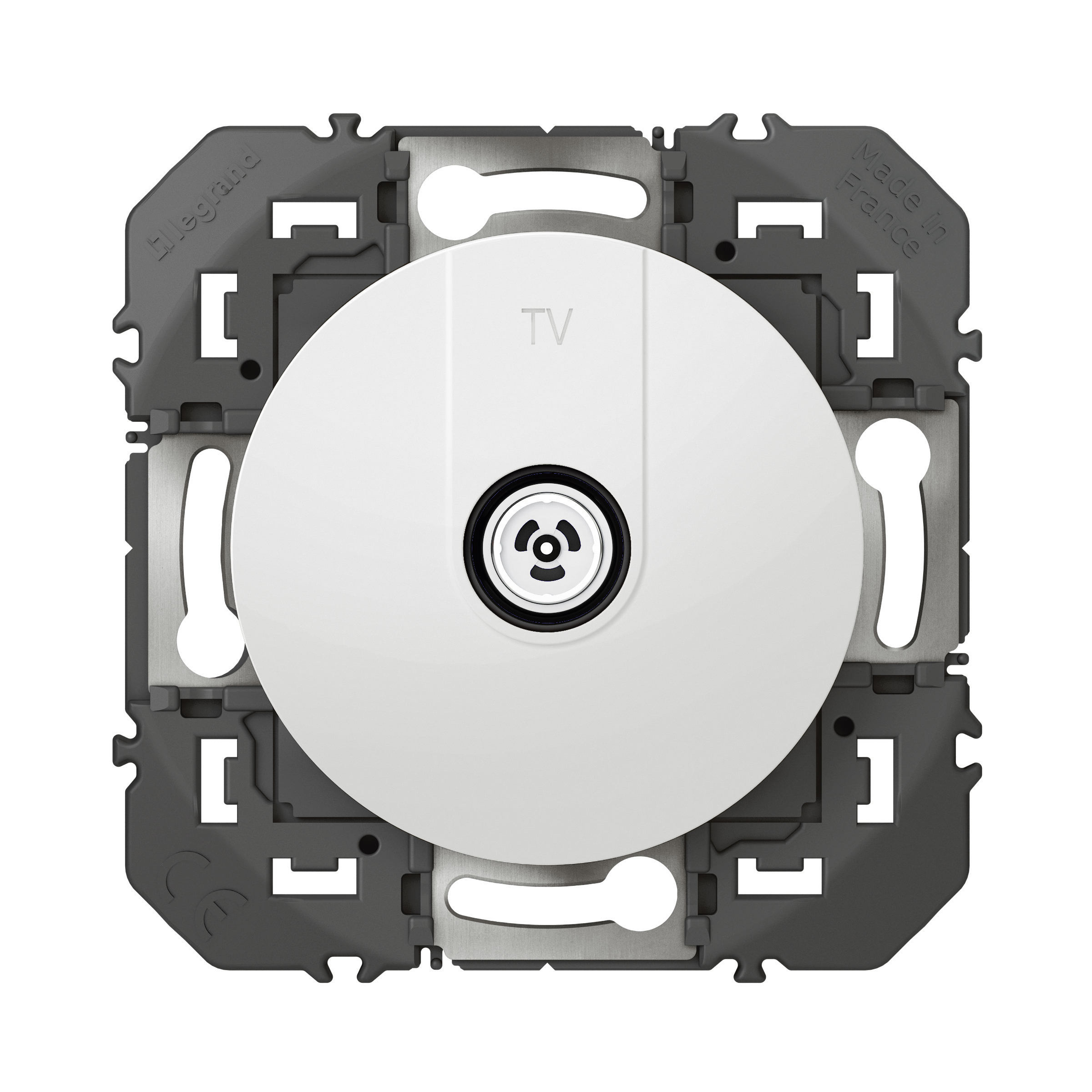 Pin & Socket Contacts White Female 1 Outlet TV Aerial Connector, Flush Mount