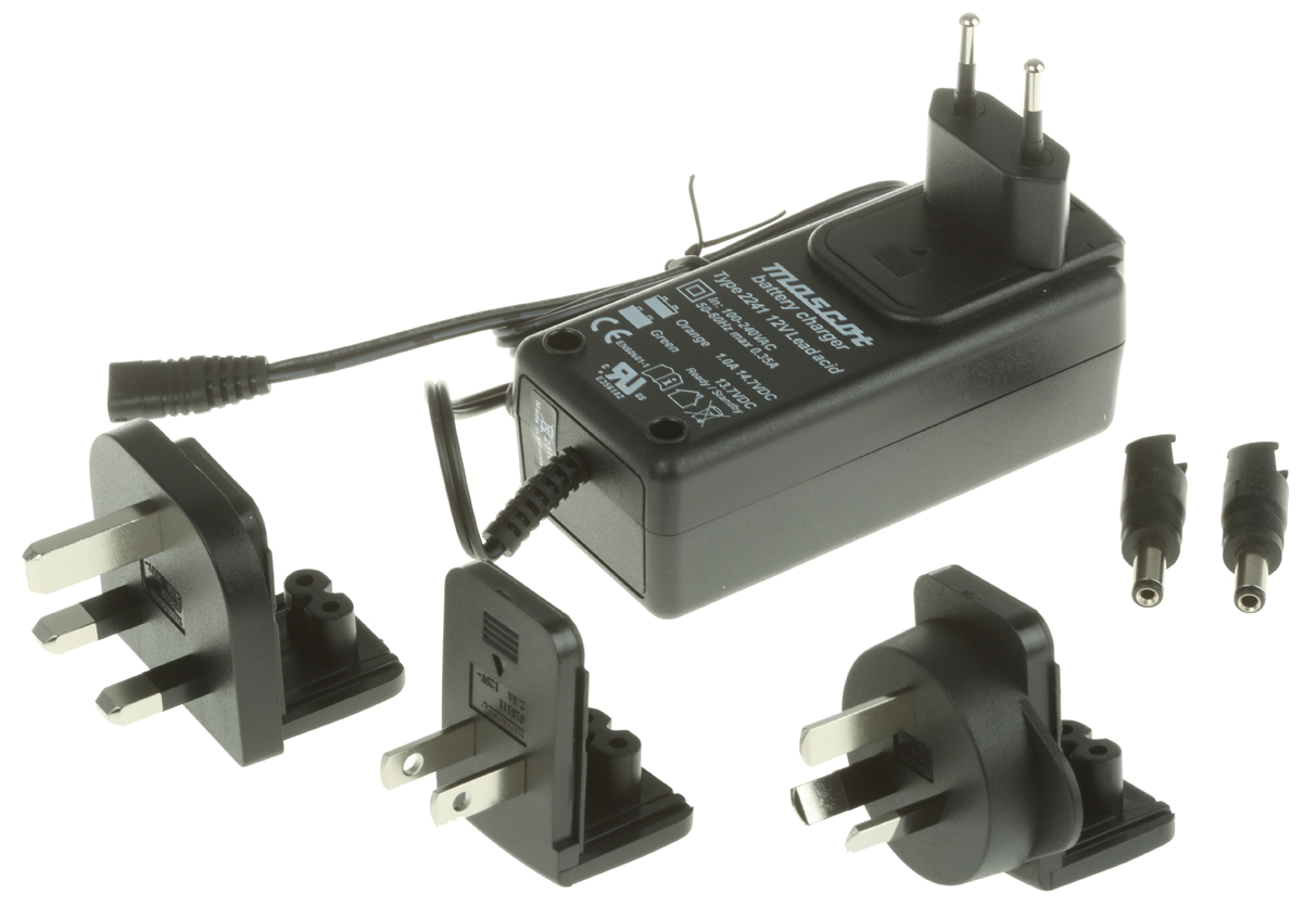 Mascot Battery Charger For Lead Acid 12V 1A with AUS, EU, UK, USA plug