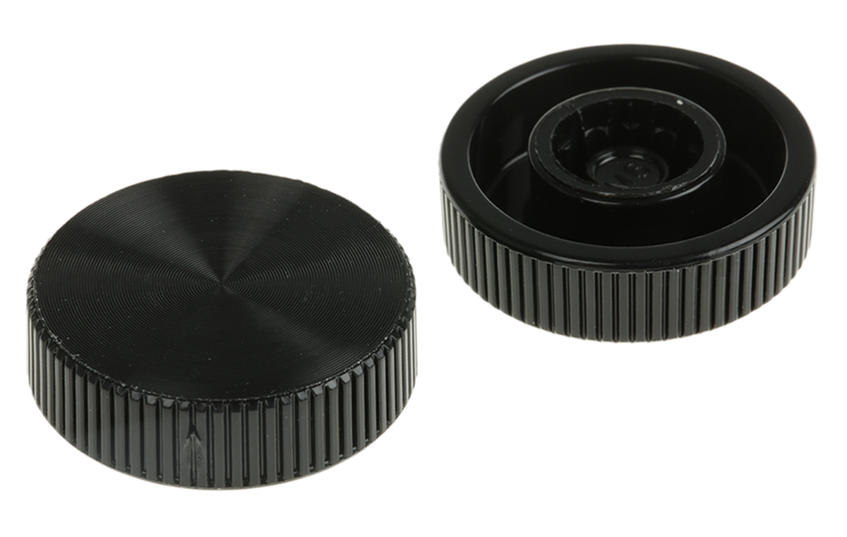 RS PRO Black Knurled Clamping Knob, M6, Unthreaded Hole