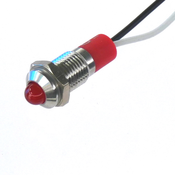 CML Innovative Technologies PL08SL Series Red Panel LED, 240V, 8mm Mounting Hole Size, Lead Wires Termination, IP67