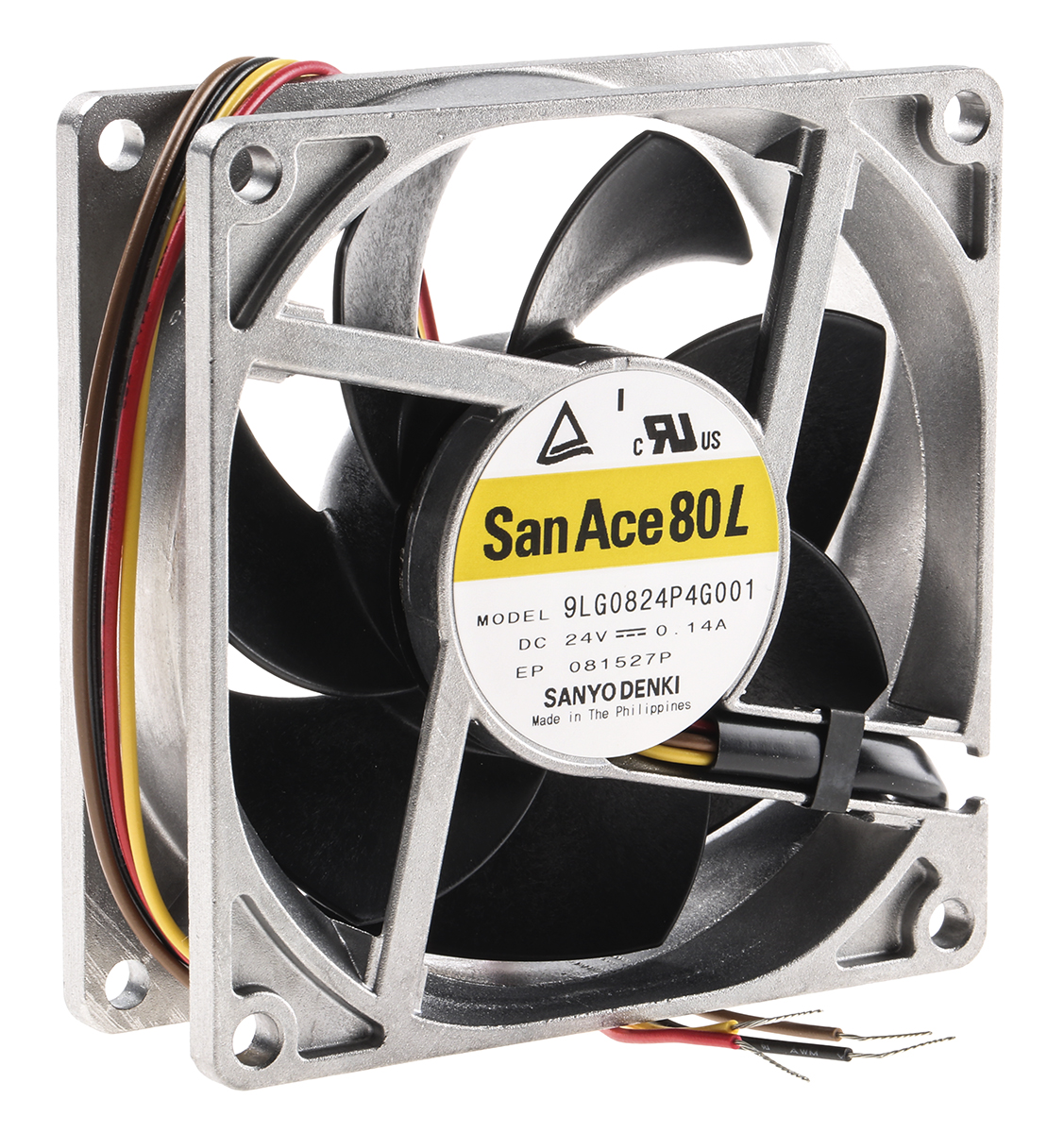 Sanyo Denki San Ace 9LG Series Axial Fan, 24 V dc, DC Operation, 92m³/h, 3.36W, 140mA Max, 80 x 80 x 25mm