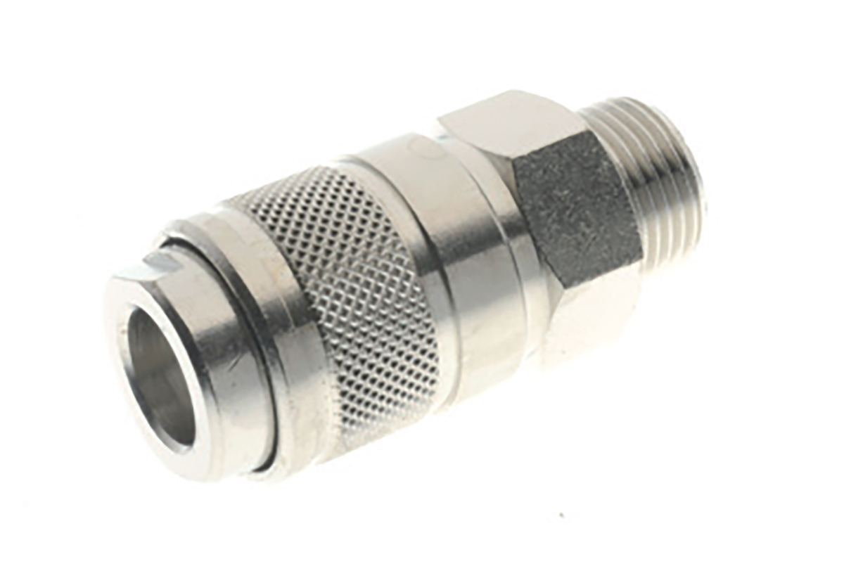 RS PRO Nickel Plated Brass Female Quick Air Coupling, G 3/8 Male Threaded