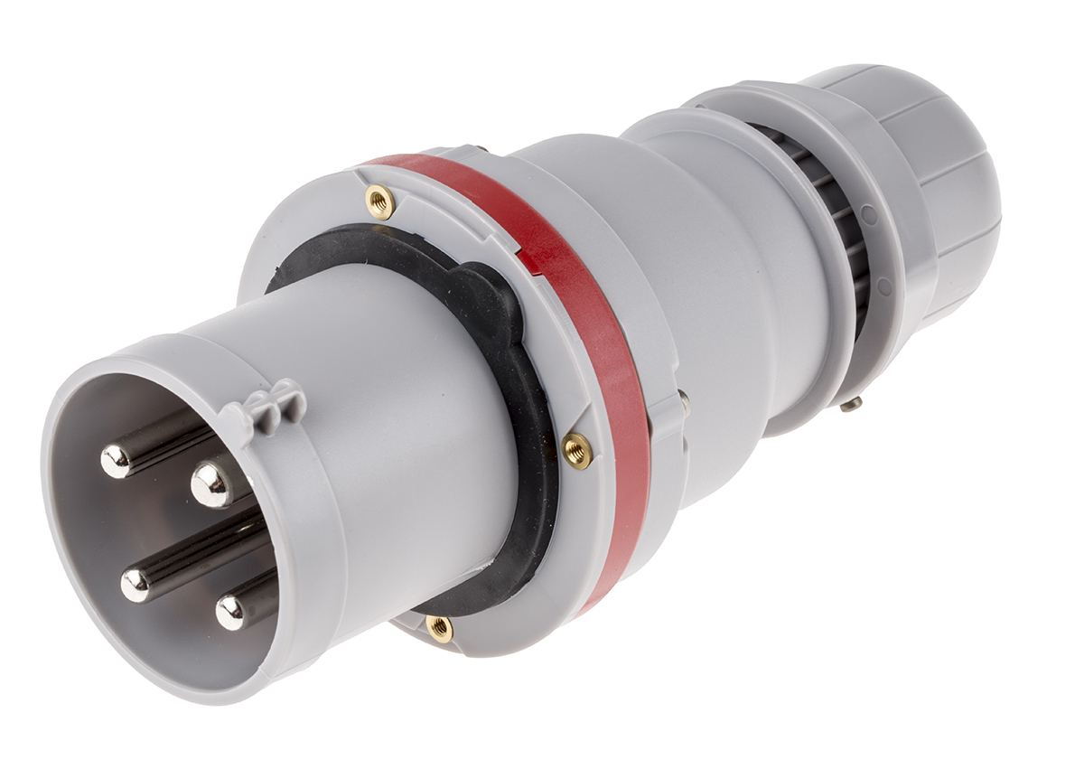 Scame IP44 Red Cable Mount 3P + E Industrial Power Plug, Rated At 63A, 415 V