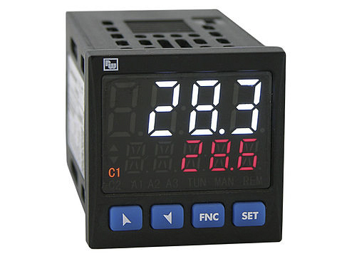 Wachendorff UR4848xA PID Temperature Controller, 48 x 48mm 2 Input, 2 Output Analogue, Relay, SSR, 24 V ac/dc Supply
