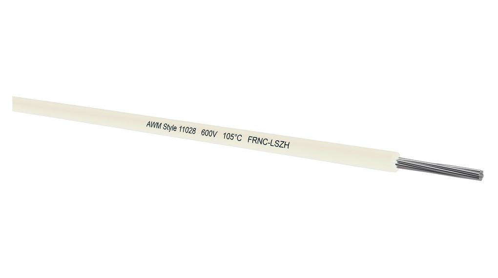 Kabeltronik UL 11028 Series White 0.34 mm² Hook Up Wire, 22 AWG, 22/7 mm, 250m, MPPE Insulation, 090220701
