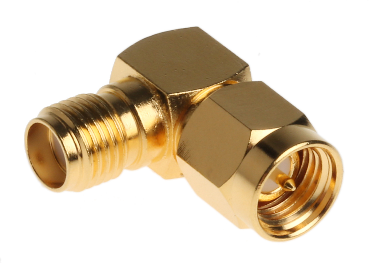 Amphenol RF Right Angle 50Ω RF Adapter SMA Plug to SMA Socket