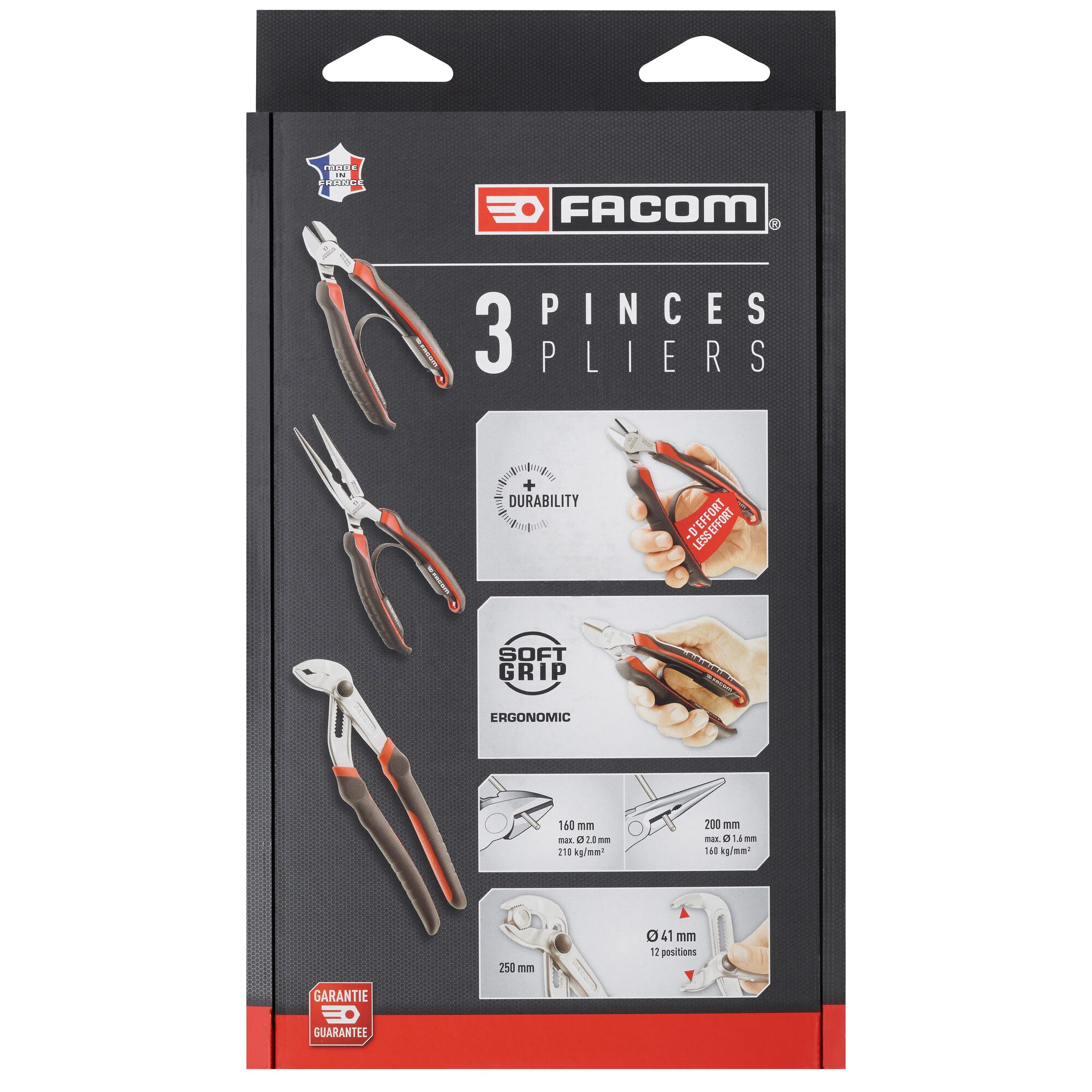 Facom CPE.A5PB 3-Piece Plier Set, Straight Tip