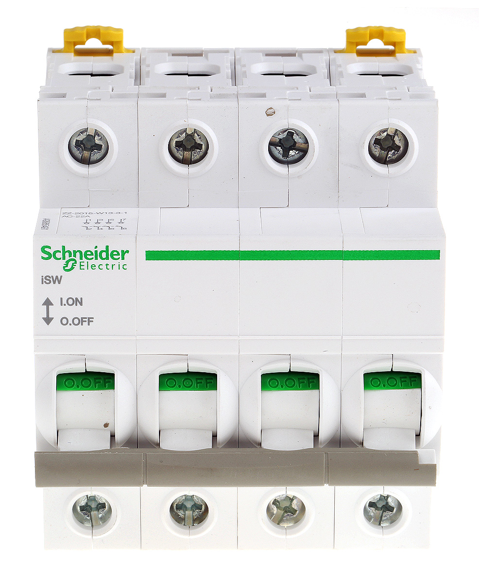 Schneider Electric 4P Pole DIN Rail Switch Disconnector - 100A Maximum Current, IP20