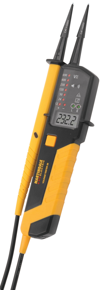 Martindale MARVT28, LCD Voltage tester, 690V ac/dc, Continuity Check, Battery Powered, CAT III 690V