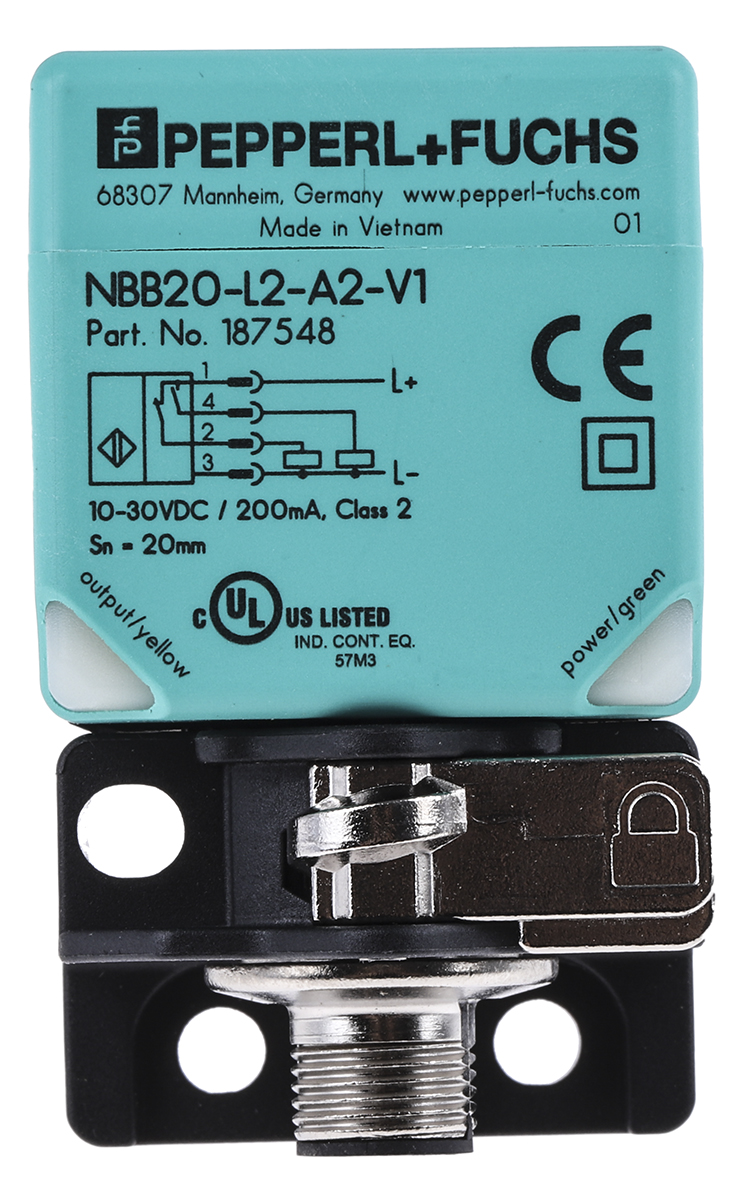 Pepperl + Fuchs Inductive Block Proximity Sensor, M12, 20 mm Detection, PNP NO+NC, 10 → 30 V dc