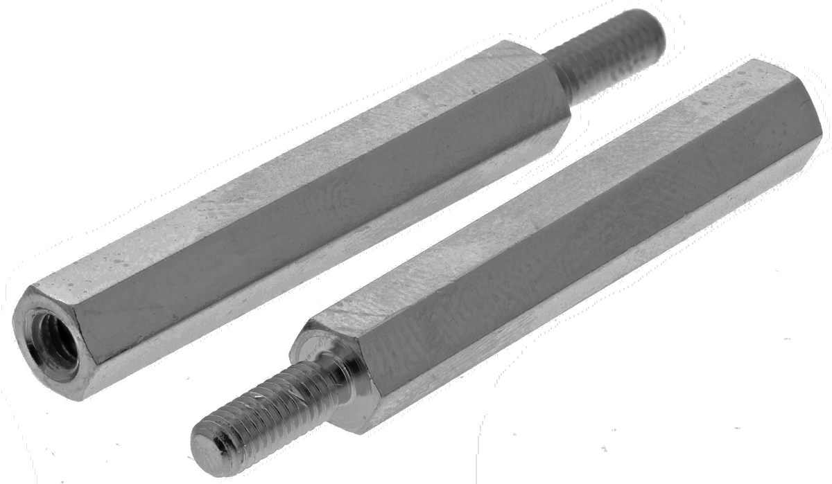 Essentra Standoff, M3 x M3 Thread, 30mm Body, Brass, Male/Female, 8mm Stud