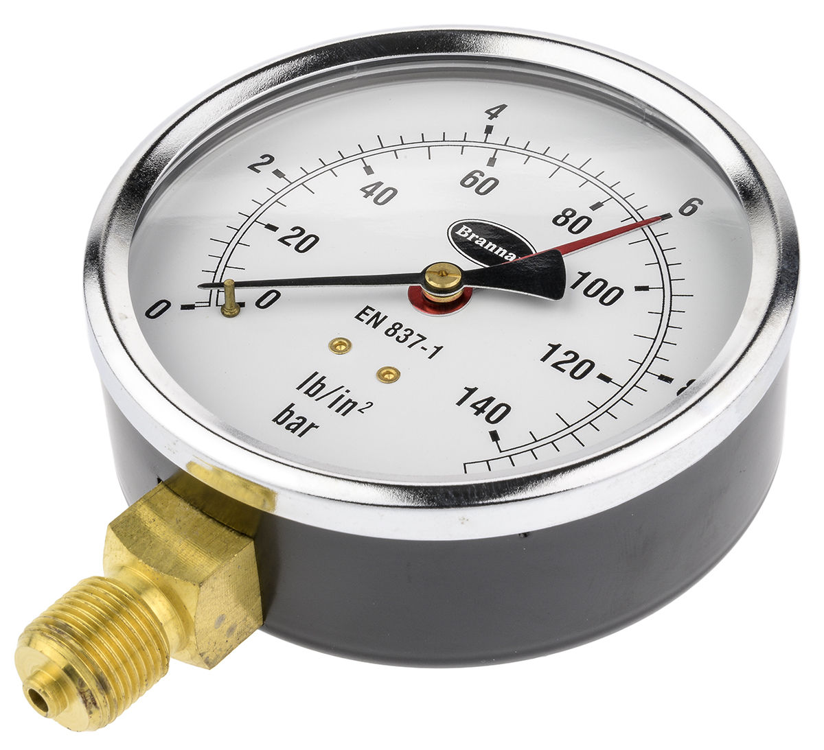Brannan G 3/8 Analogue Pressure Gauge 10bar Bottom Entry 100mm Outside Diameter
