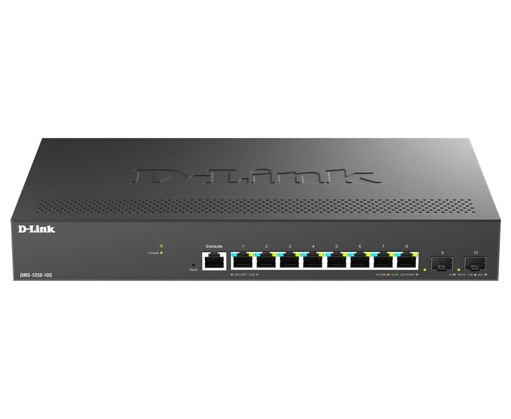 D-Link Multi-Gigabit Smart Managed Switch with 2 x 10G SFP+ ports, Managed 10 Port Network Switch With PoE EU