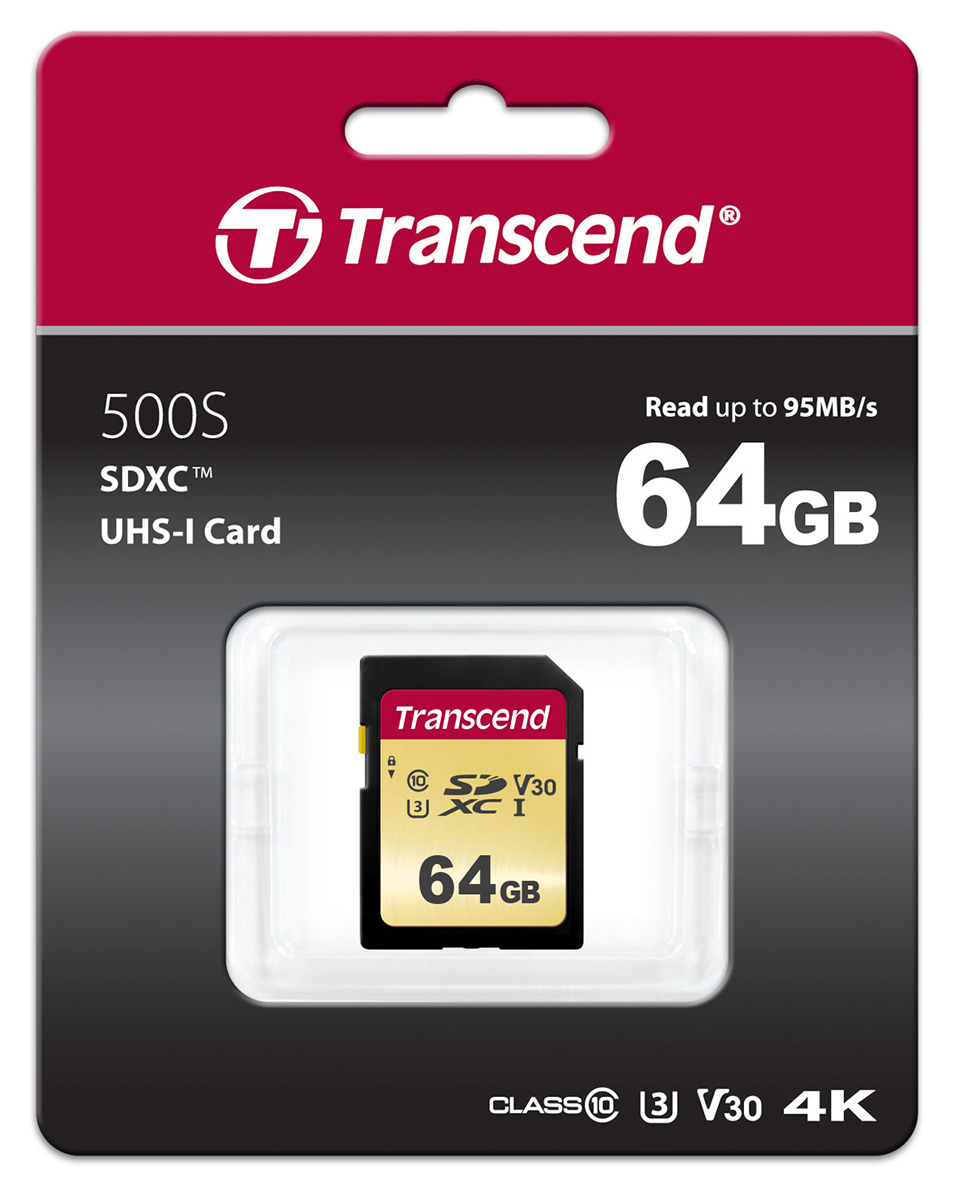Transcend 64 GB SDHC, SDXC SD Card, Class 10, U3, V0